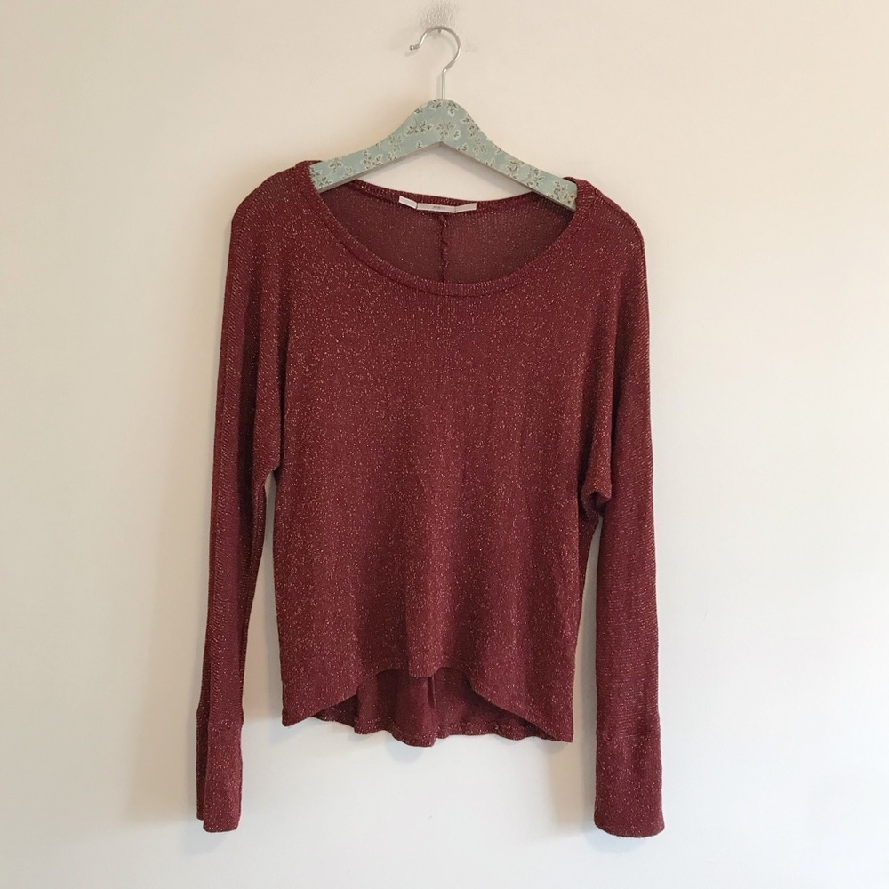 Gibson | Red Sparkle Scoop-neck Sweater